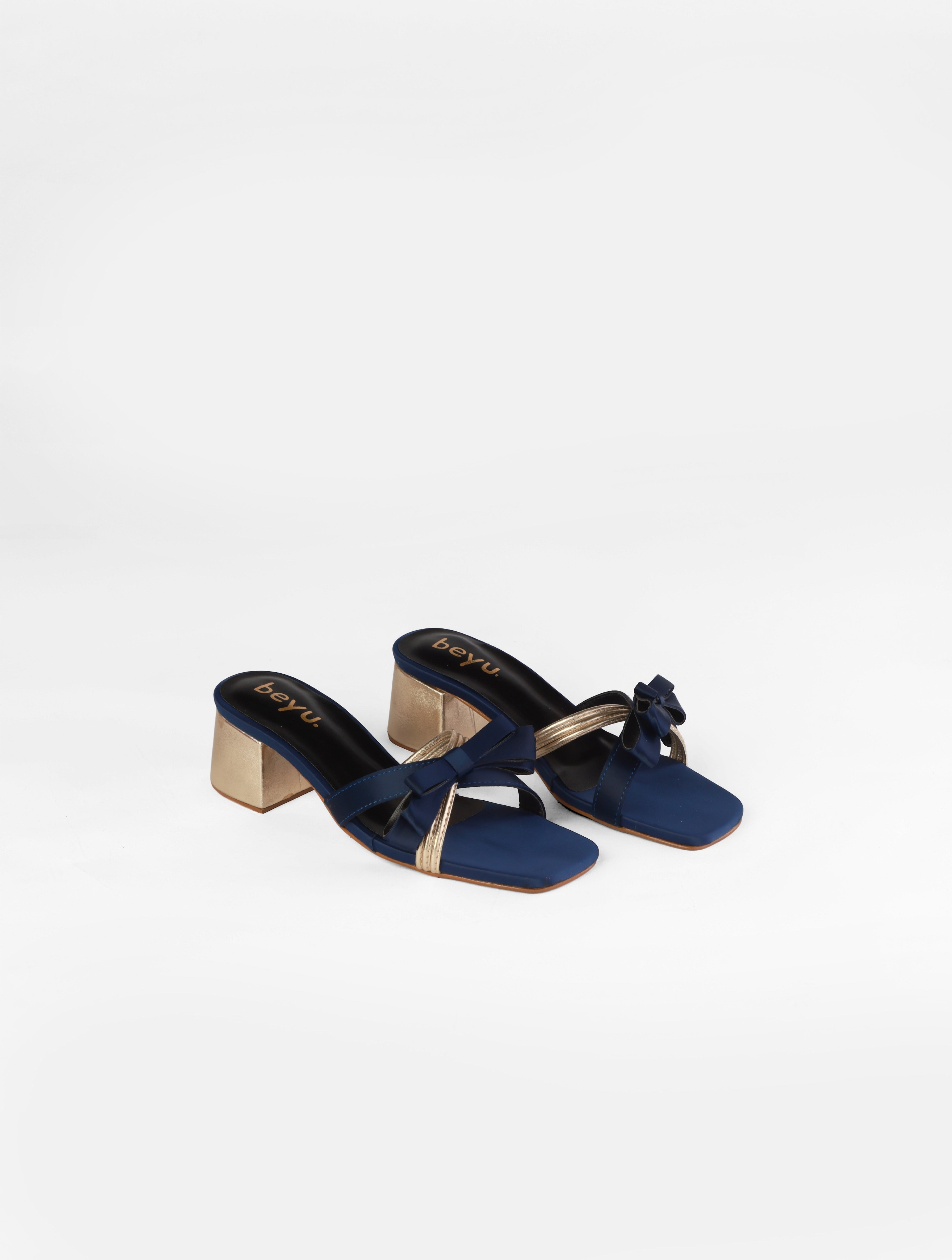 Midnight Bow Block Heels