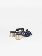 Midnight Bow Block Heels