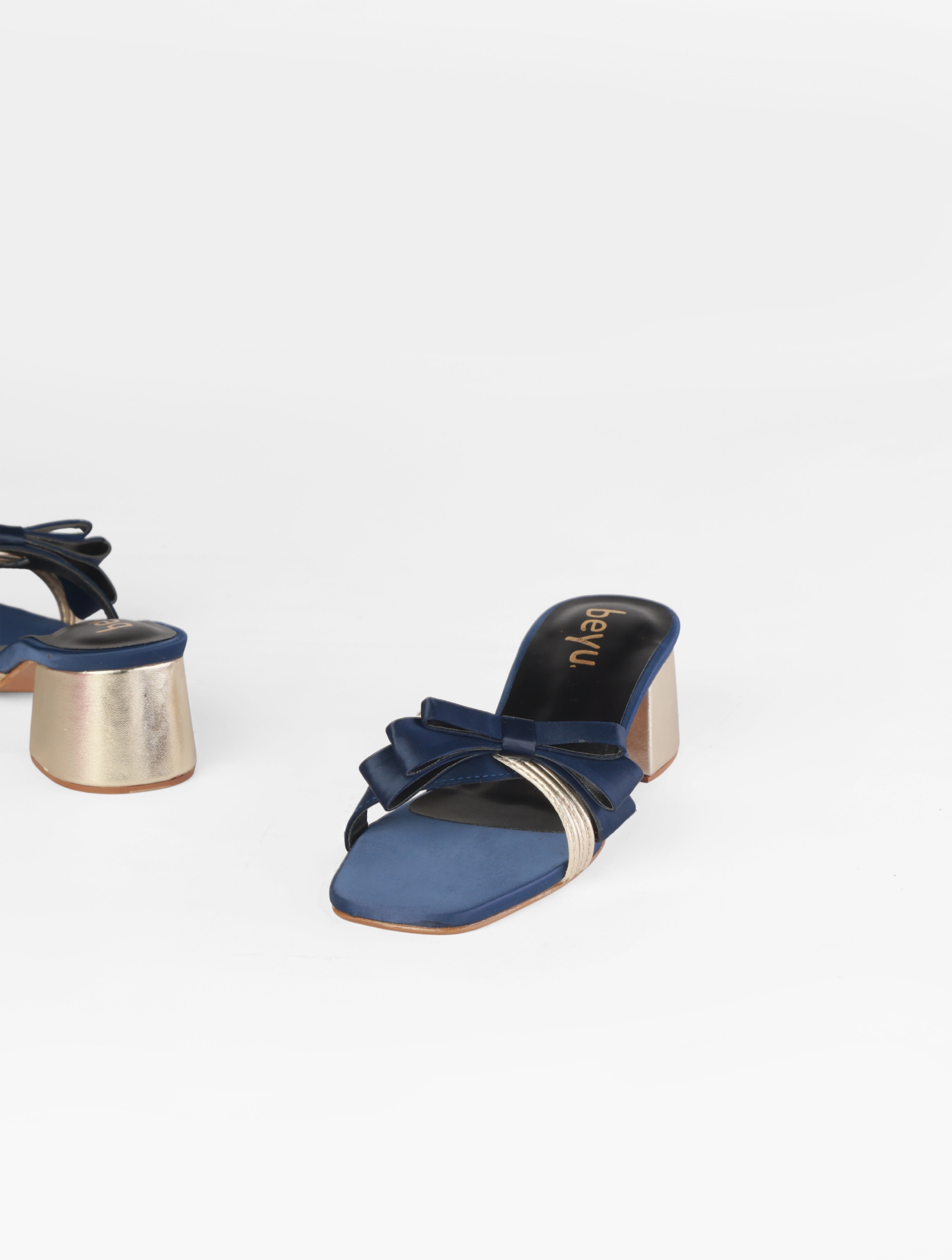 Midnight Bow Block Heels