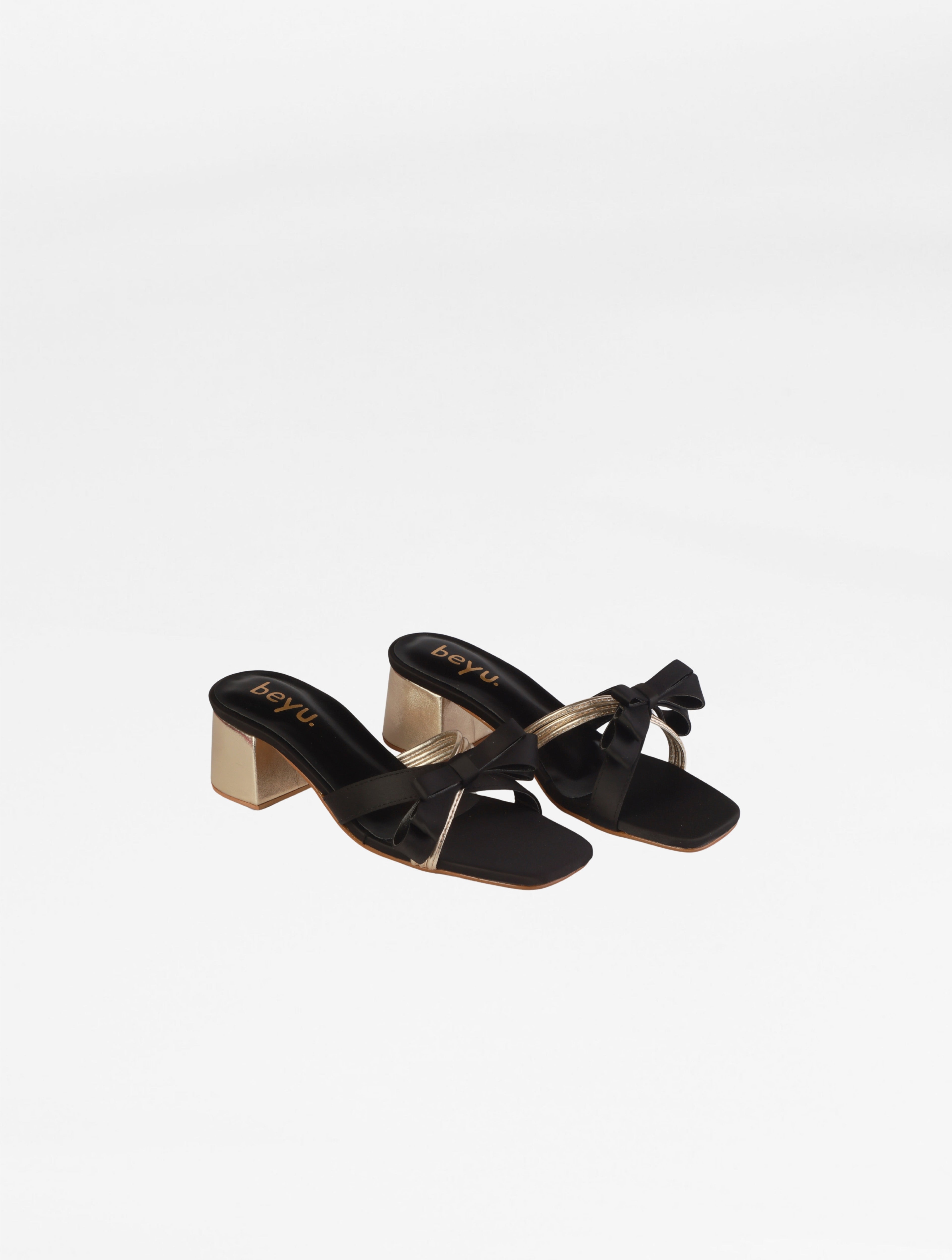 Midnight Bow Block Heels