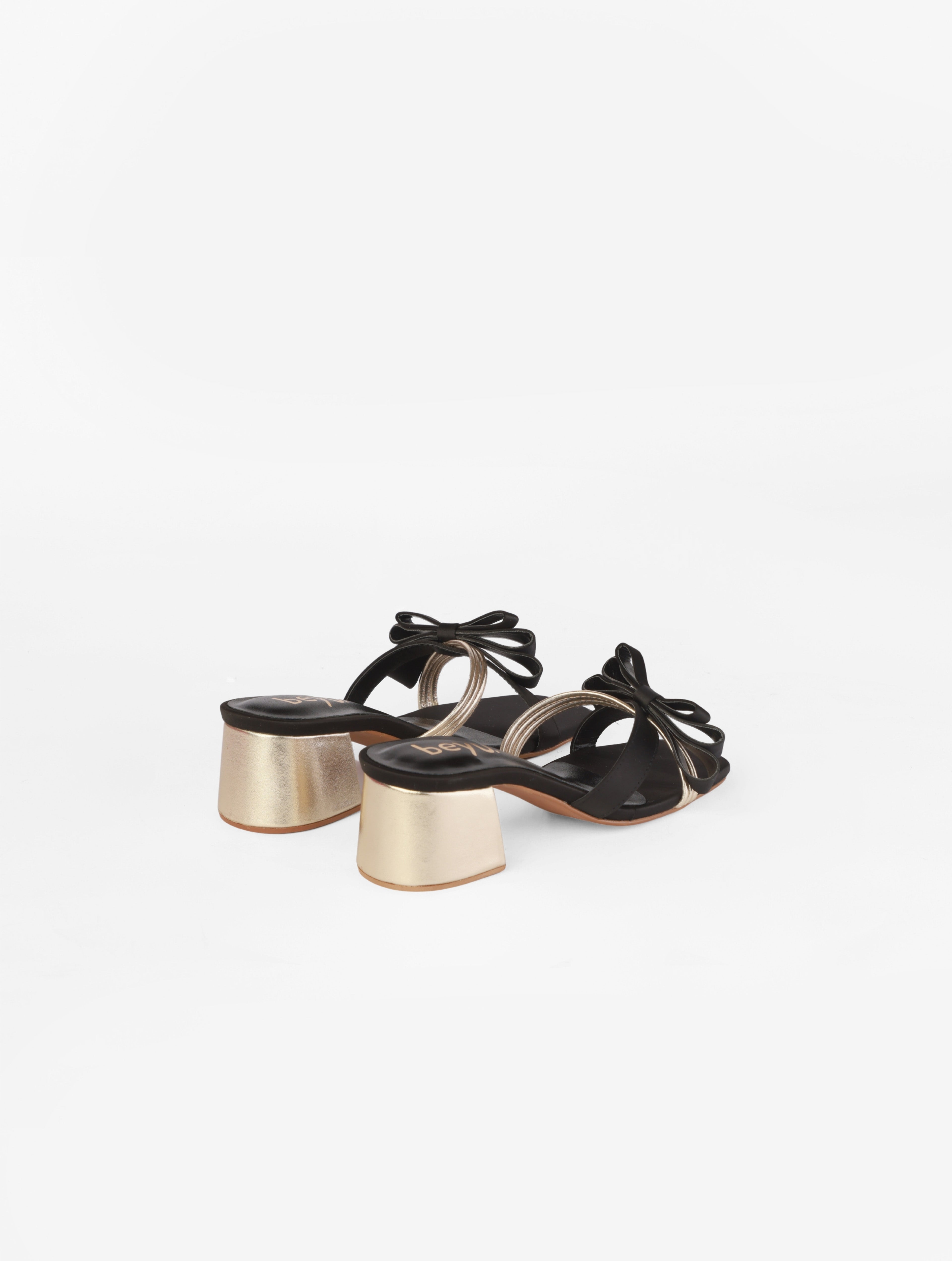 Midnight Bow Block Heels