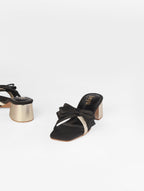 Midnight Bow Block Heels