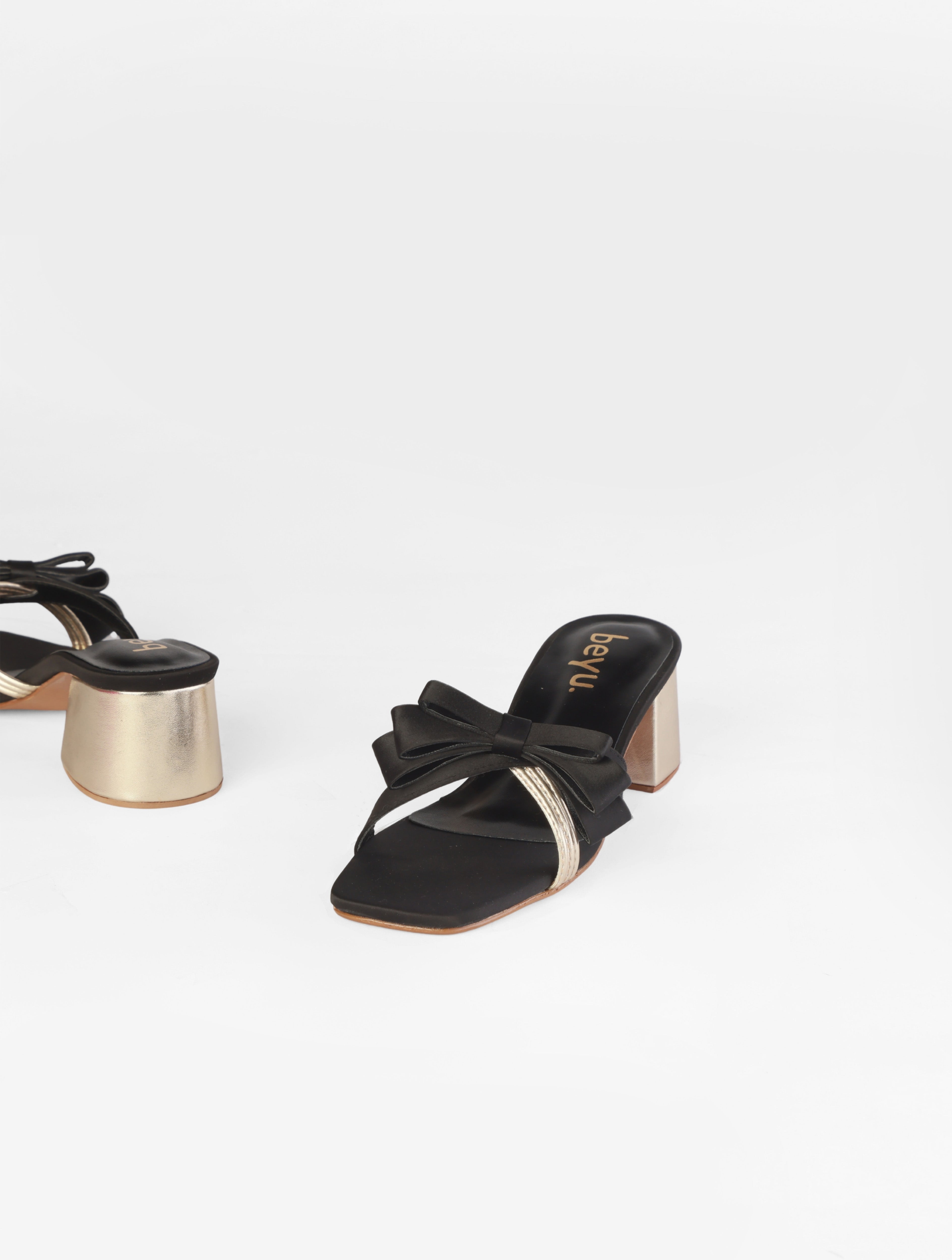 Midnight Bow Block Heels