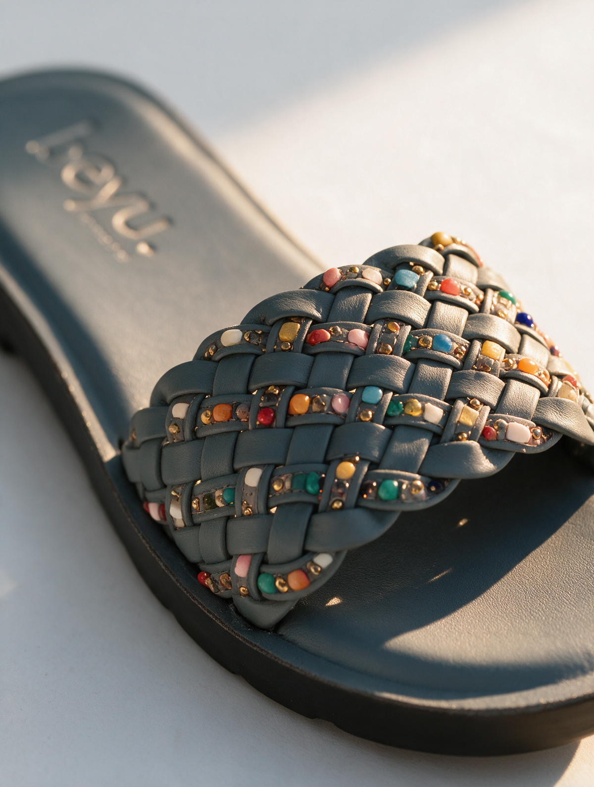 Braided Strap Casual Slides - Grey