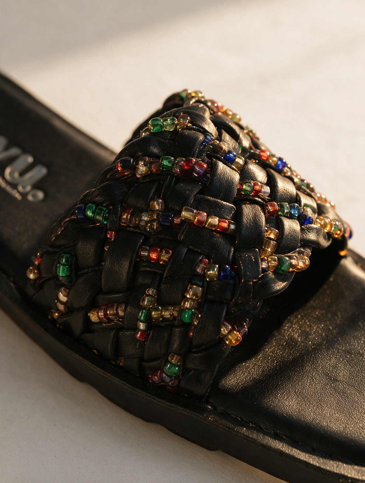 Braided Strap Casual Slides - Black