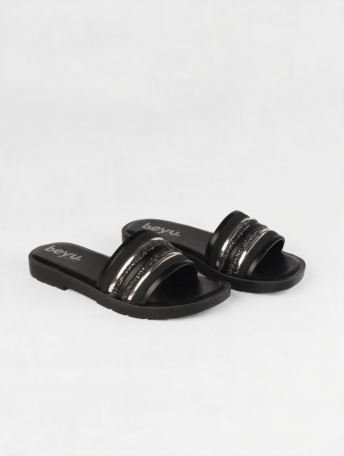 Shine Edge Slides - Black