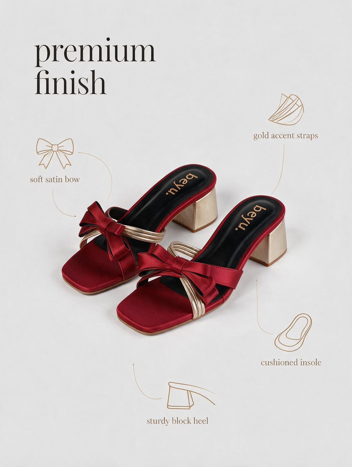 Midnight Bow Block Heels