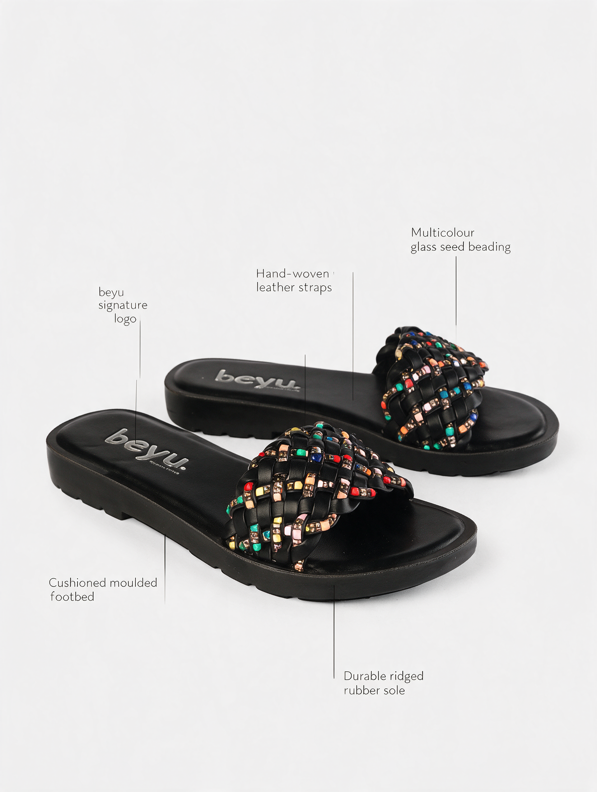 Braided Strap Casual Slides - Black