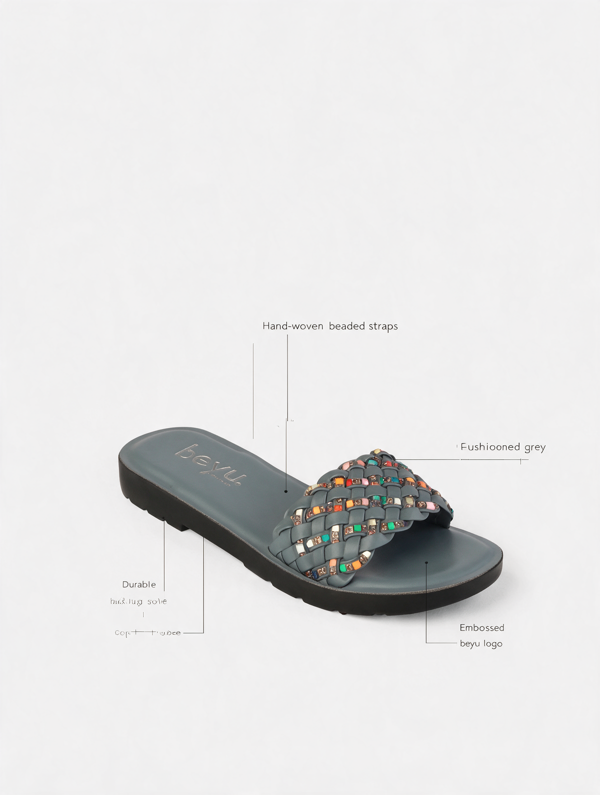Braided Strap Casual Slides - Grey