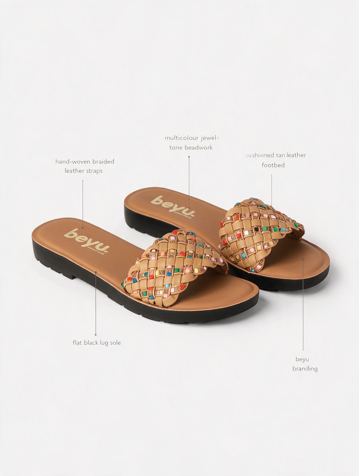 Braided Strap Casual Slides - Beige