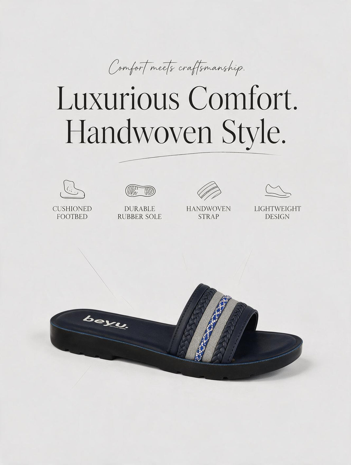 Statement Strap Slides - Blue