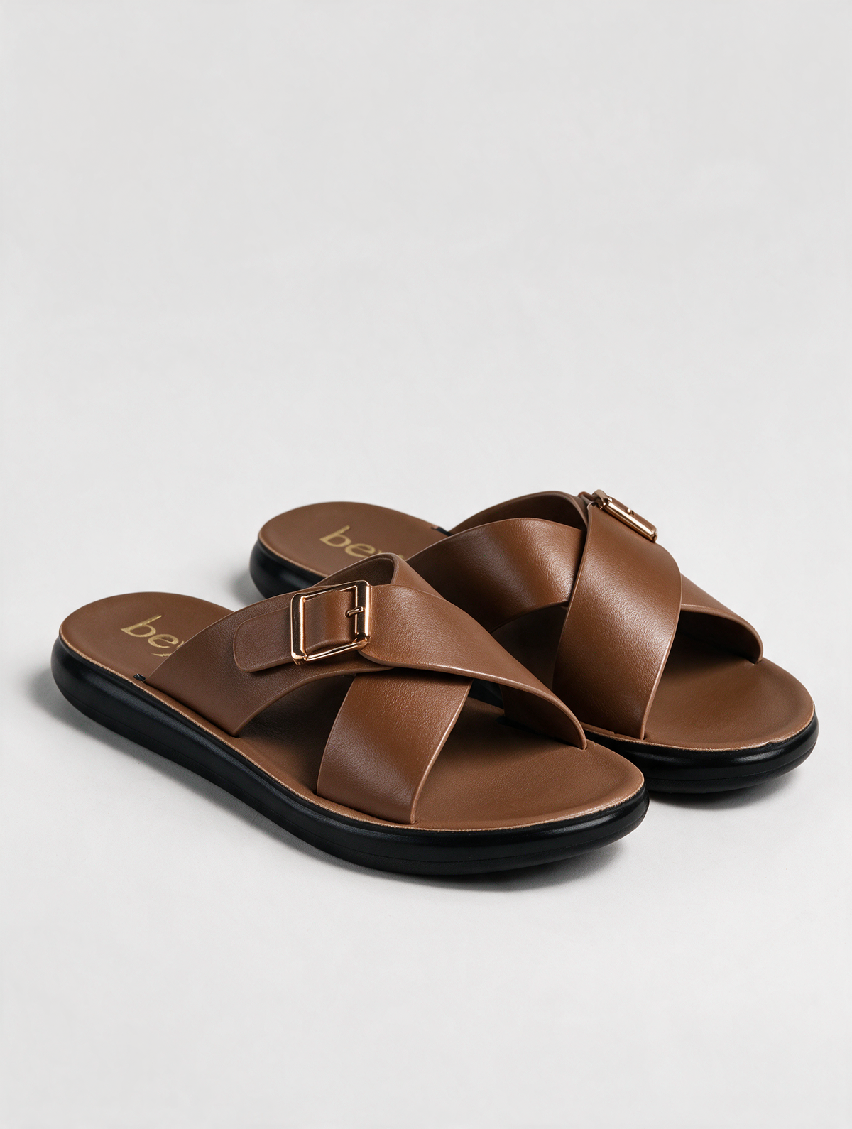 Women Cross Buckle Slides