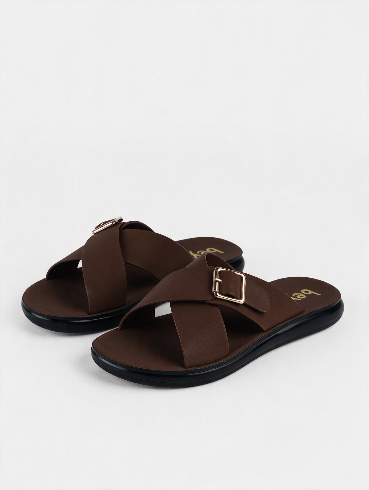 Women Cross Buckle Slides