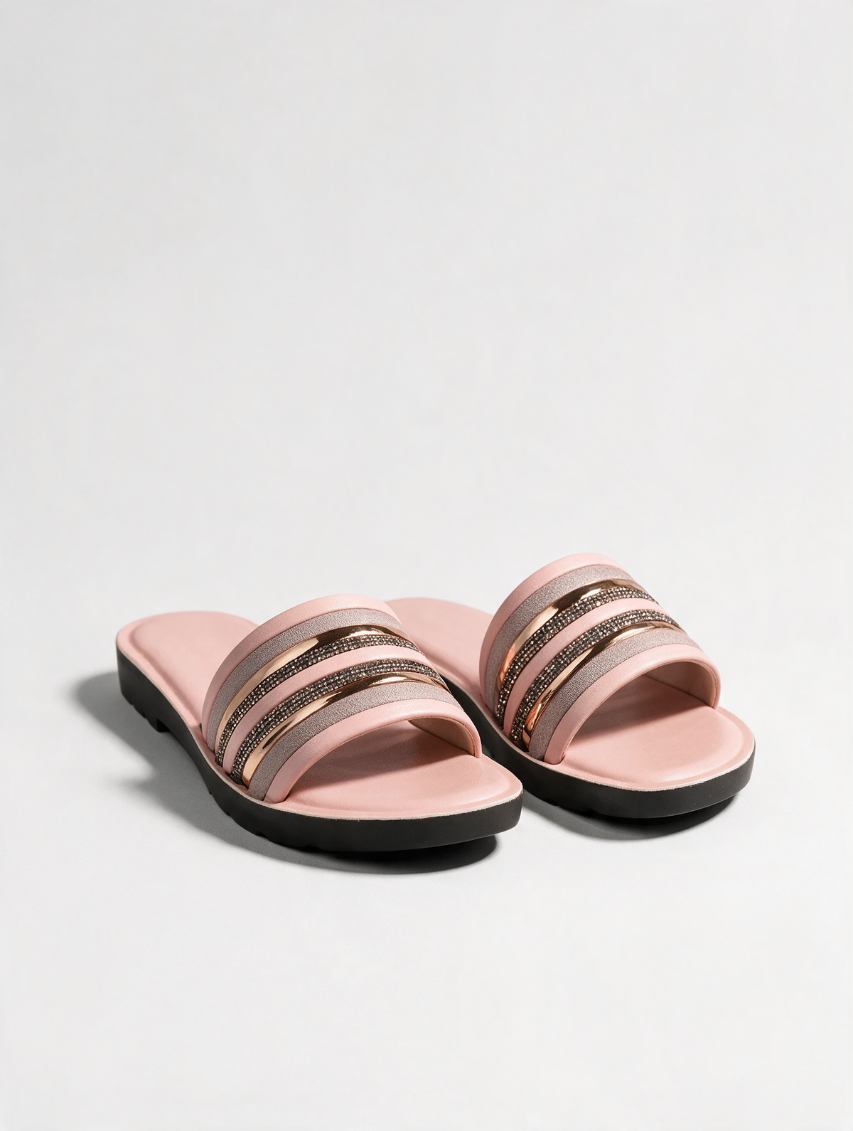 Shine Edge Slides - Pink
