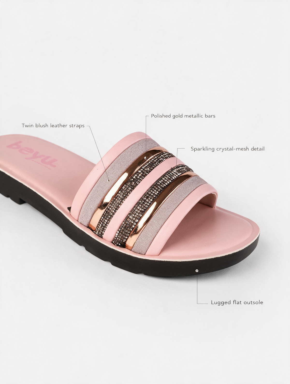 Shine Edge Slides - Pink