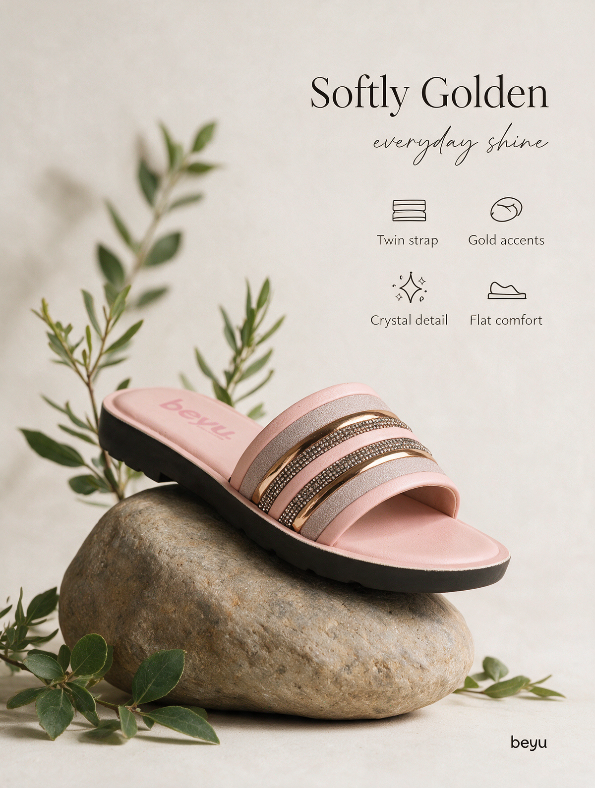 Shine Edge Slides - Pink