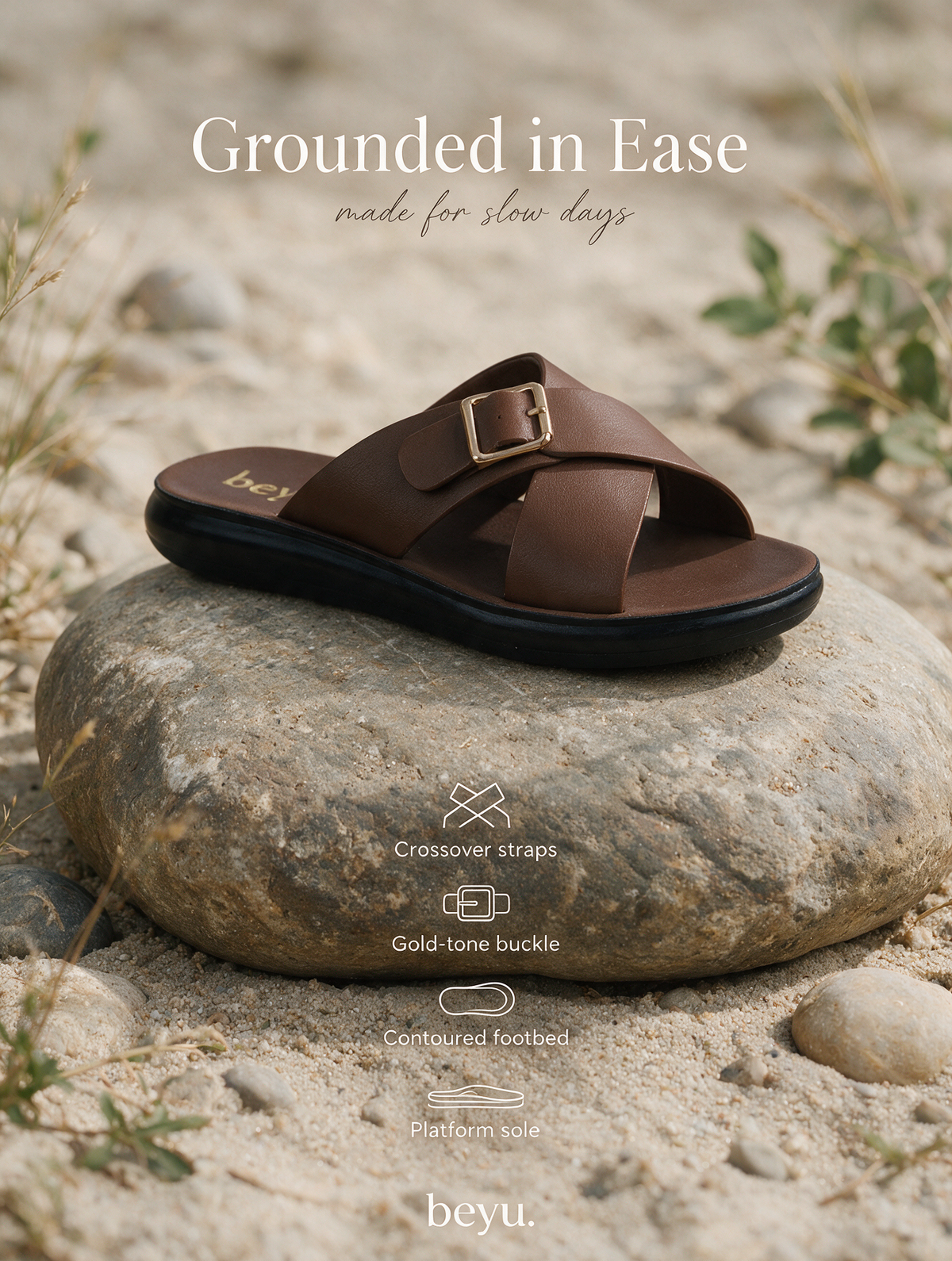 Women Cross Buckle Slides
