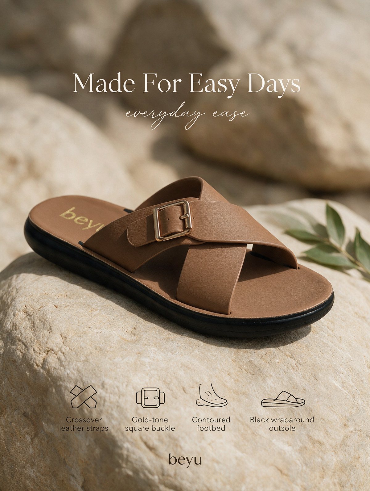 Women Cross Buckle Slides