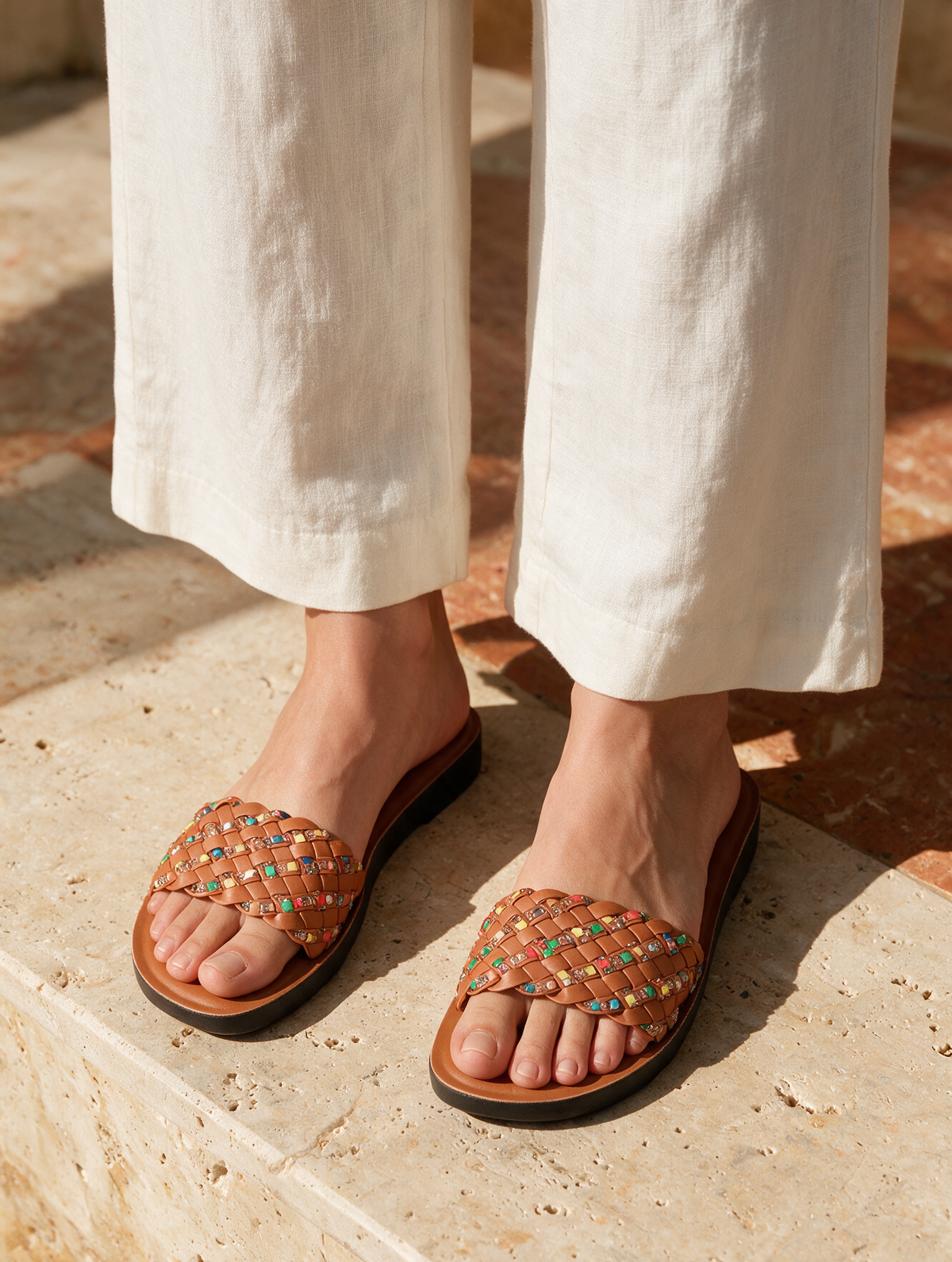Braided Strap Casual Slides - Mustard