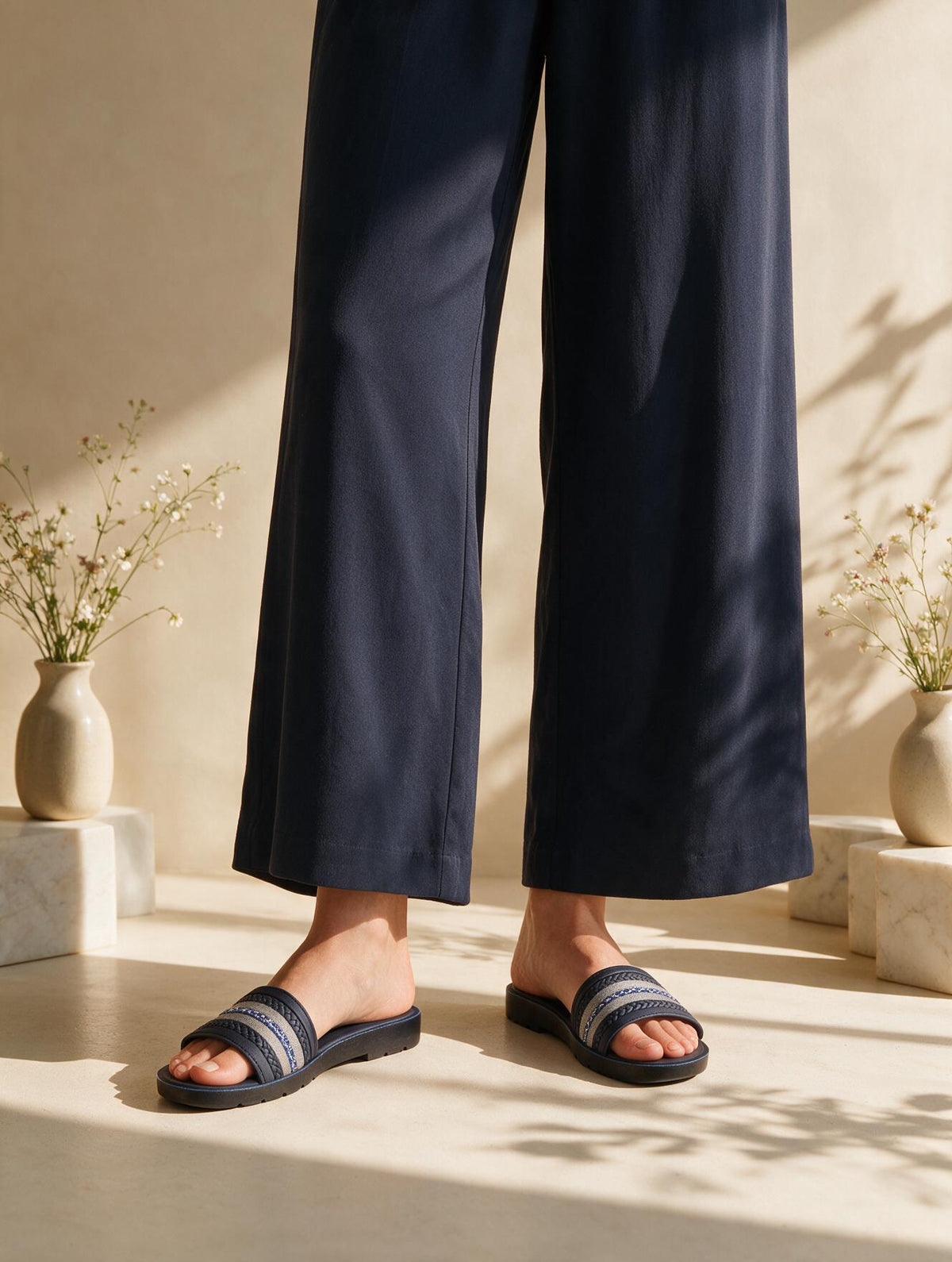 Statement Strap Slides - Blue