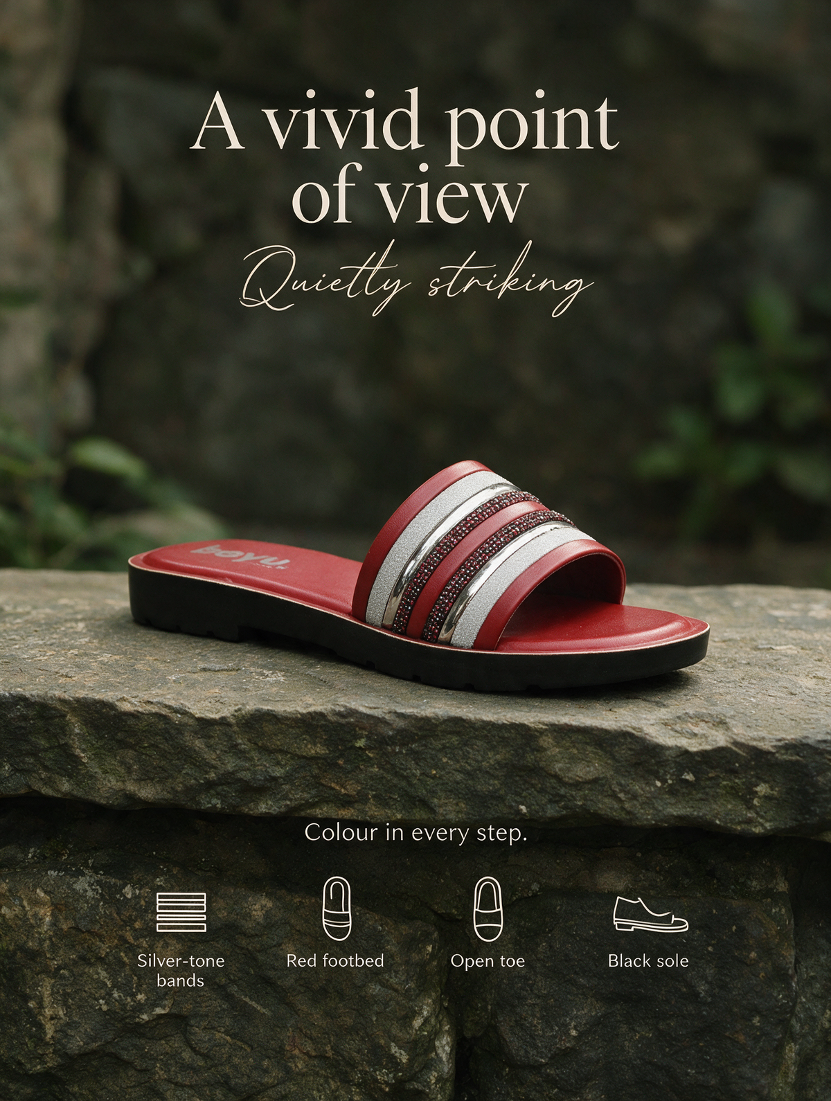 Shine Edge Slides - Maroon
