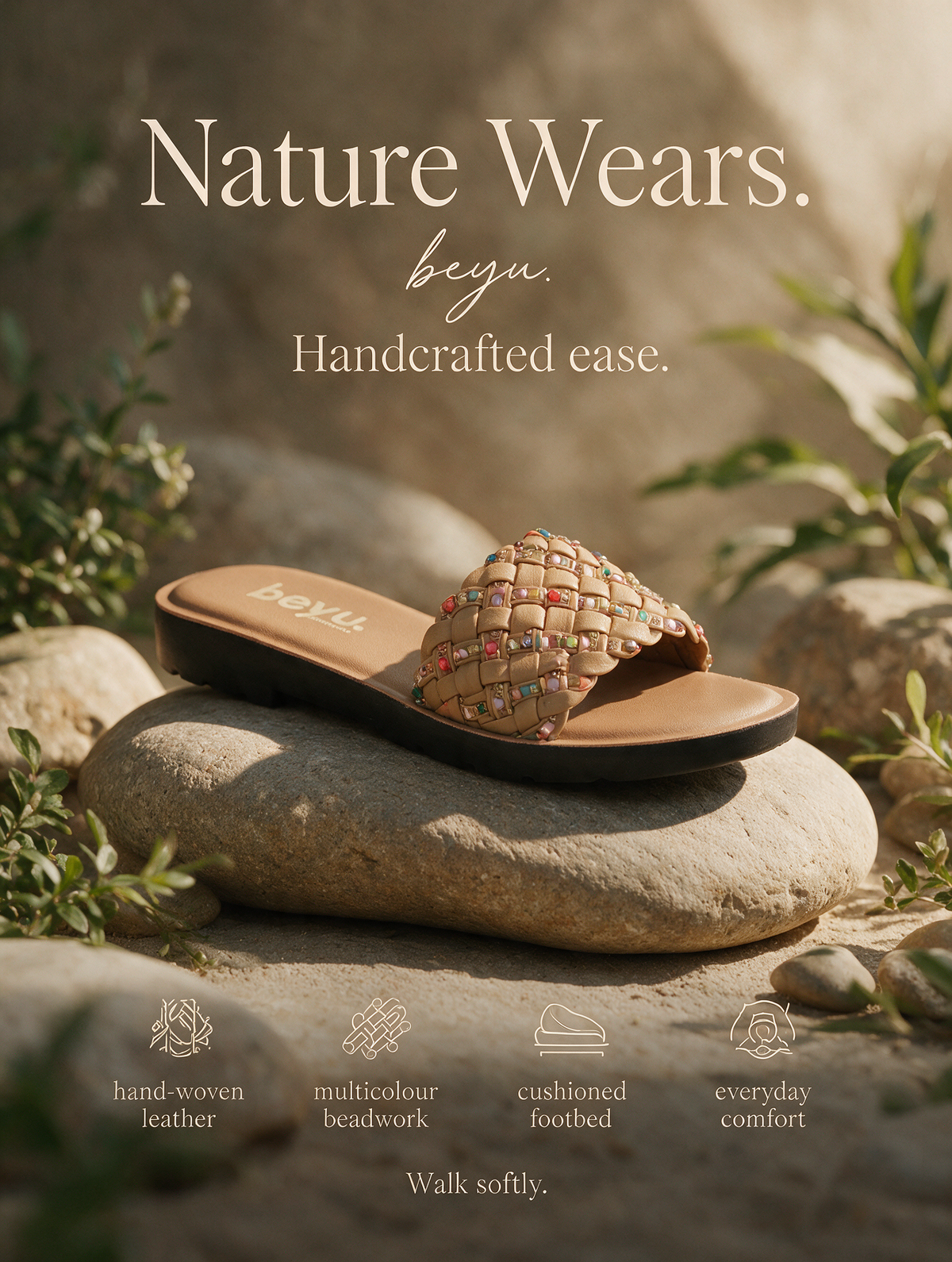 Braided Strap Casual Slides - Beige