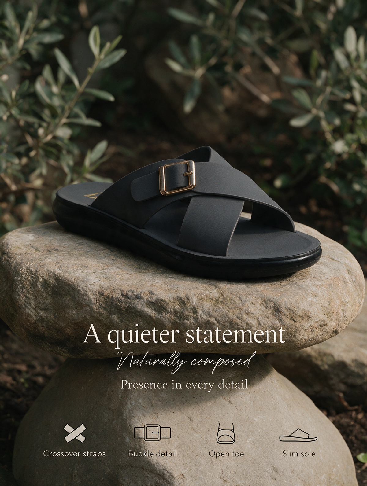 Women Cross Buckle Slides