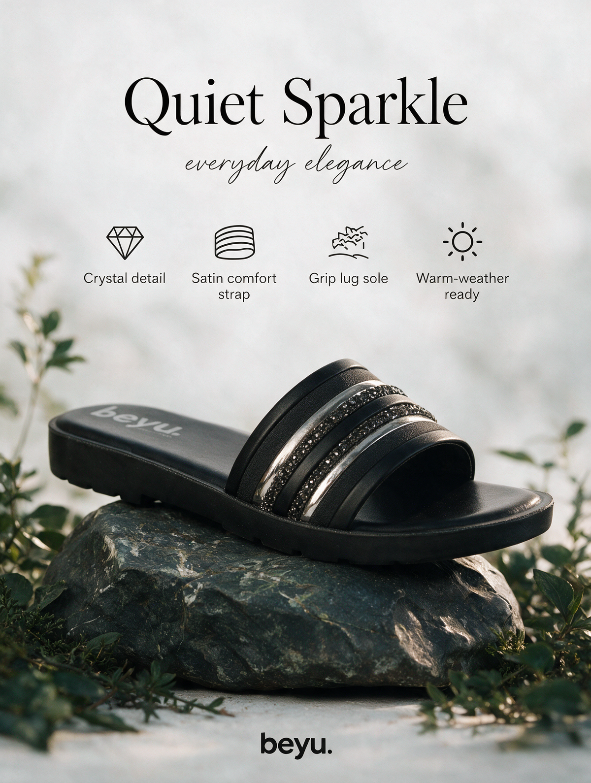Shine Edge Slides - Black