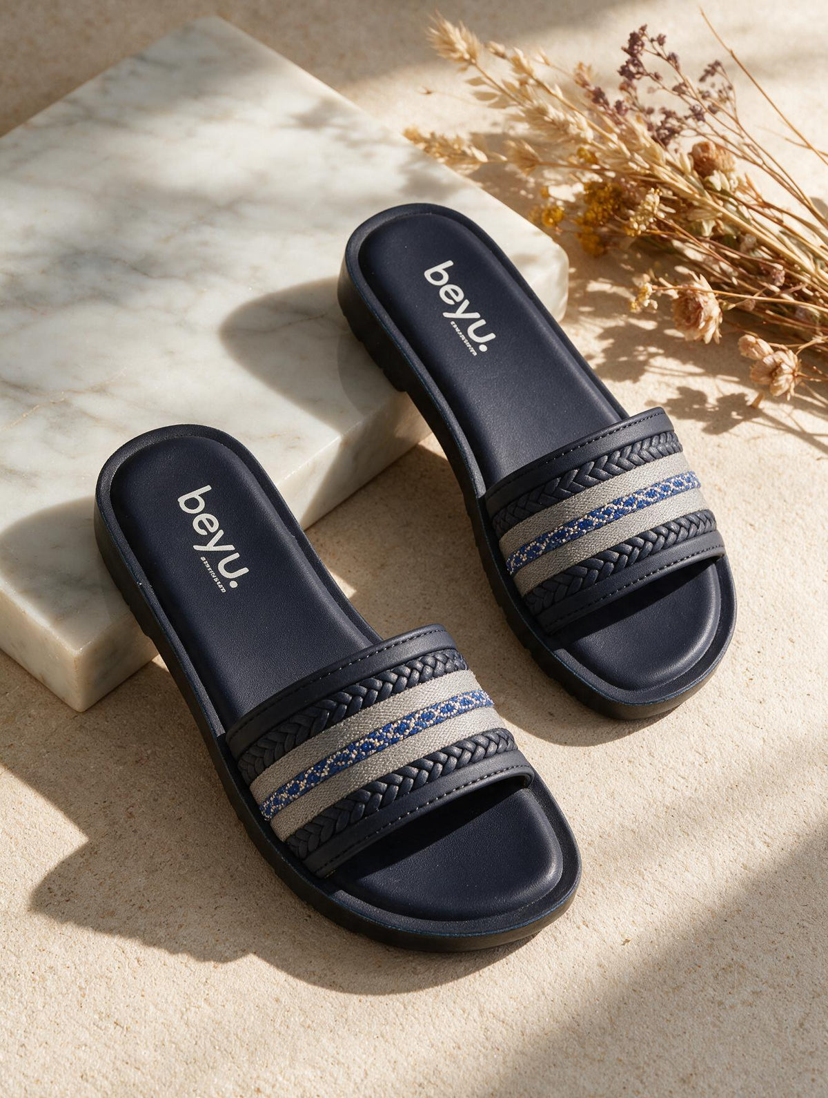 Statement Strap Slides - Blue