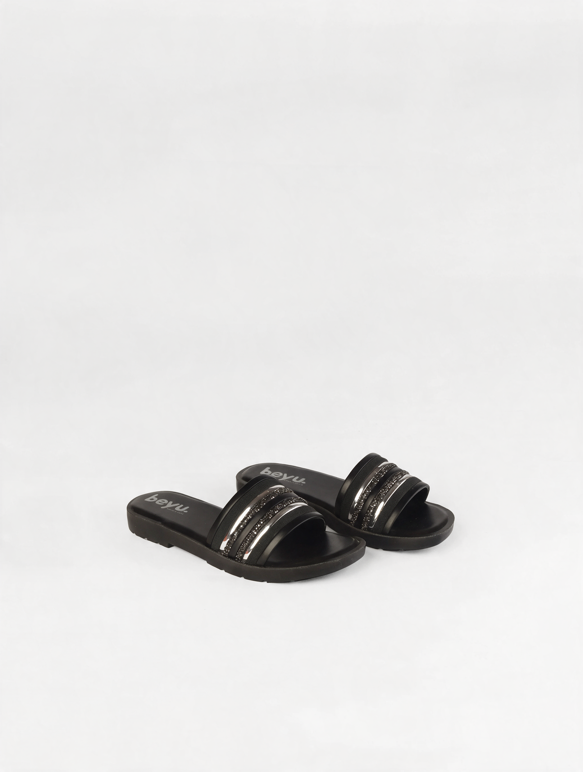 Shine Edge Slides - Black