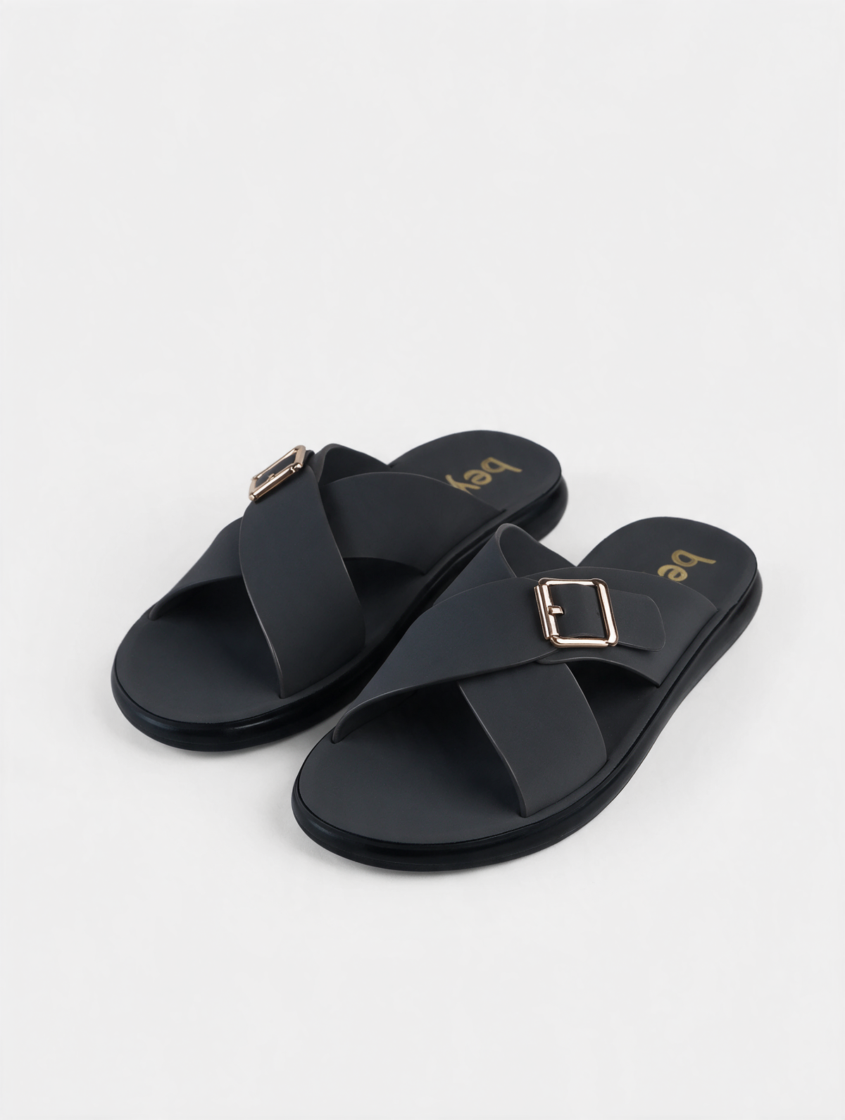 Women Cross Buckle Slides