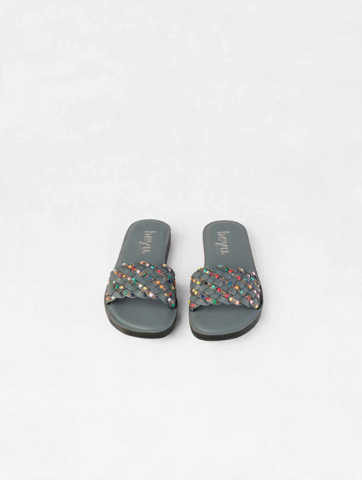 Braided Strap Casual Slides - Grey