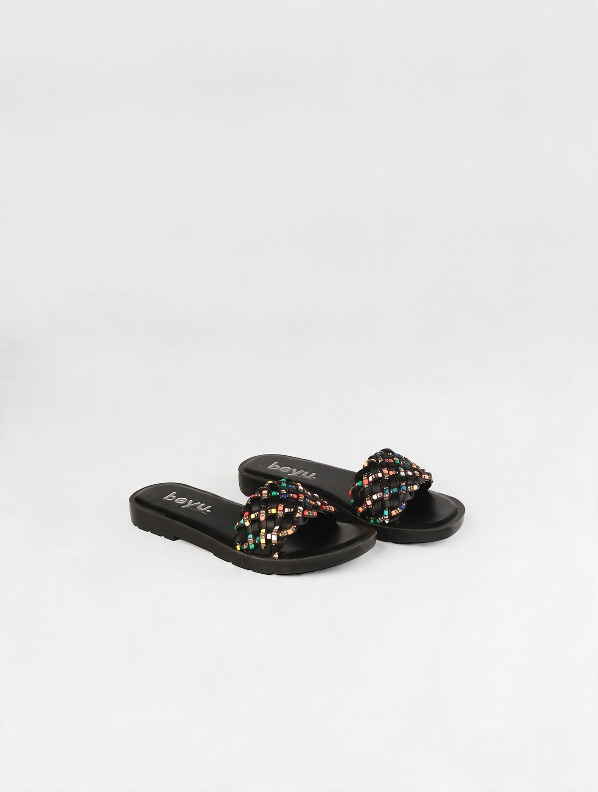 Braided Strap Casual Slides - Black