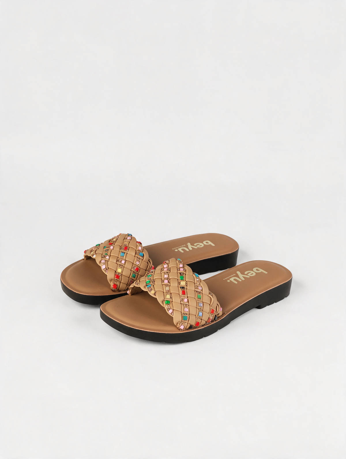 Braided Strap Casual Slides - Beige