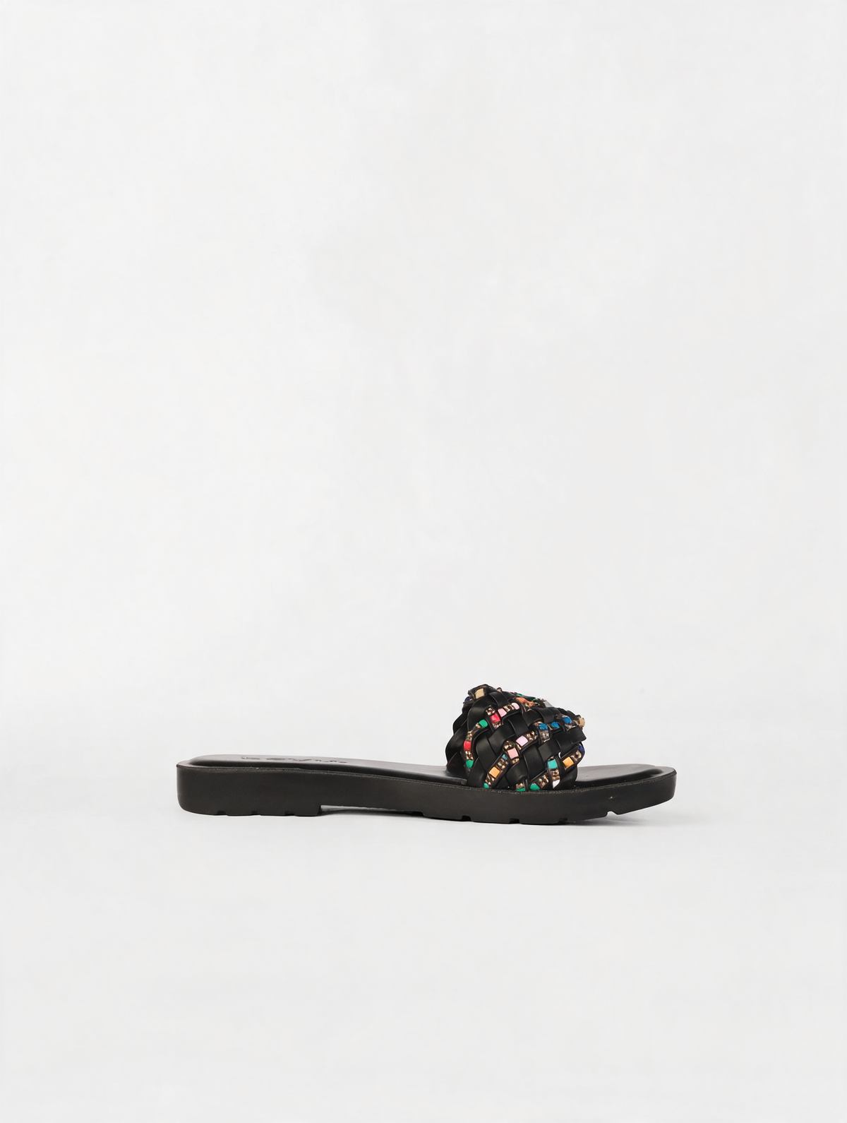 Braided Strap Casual Slides - Black