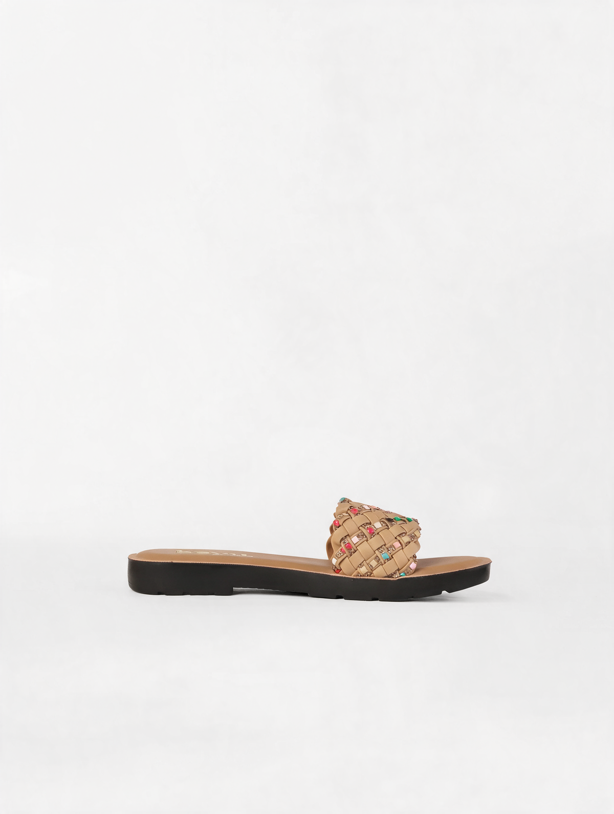 Braided Strap Casual Slides - Beige
