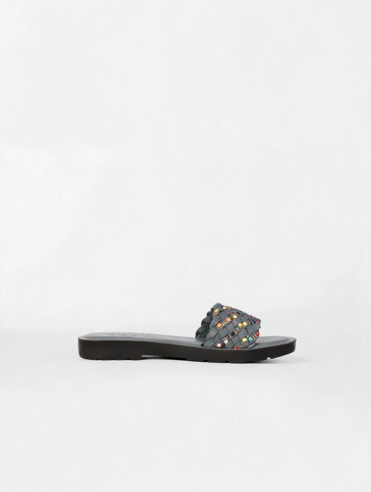 Braided Strap Casual Slides - Grey
