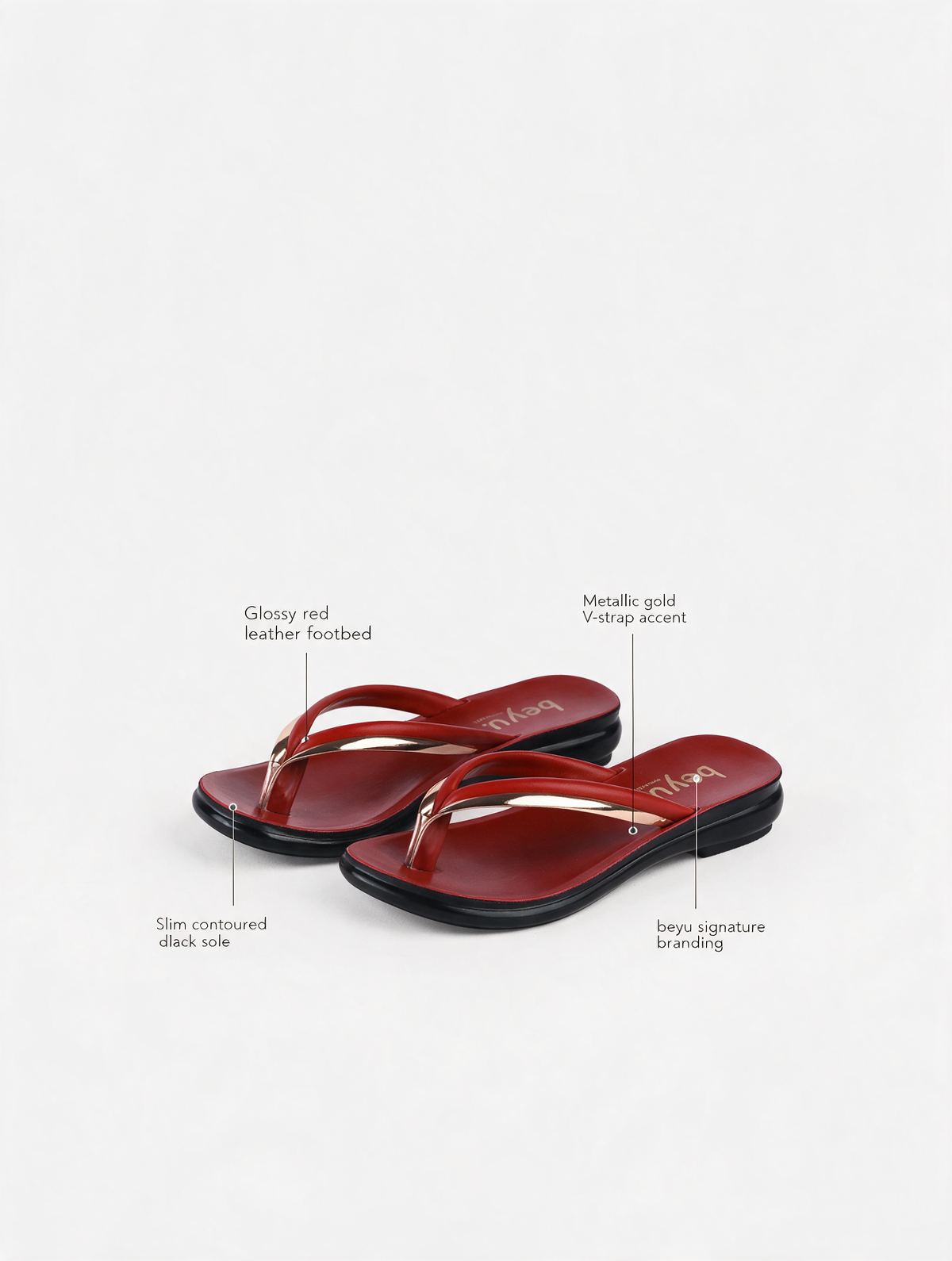 Sleek Strap Flats - Maroon