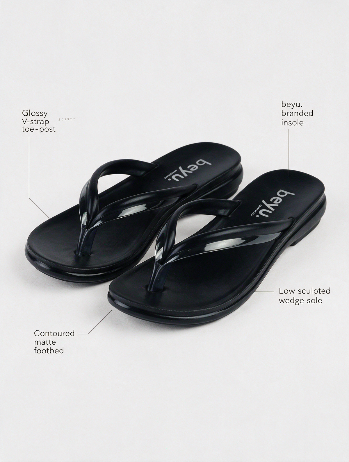 Sleek Strap Flats - Black