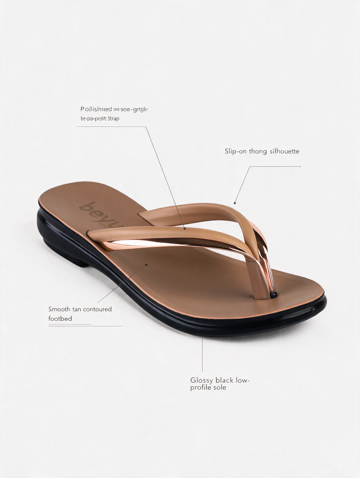 Sleek Strap Flats - Beige