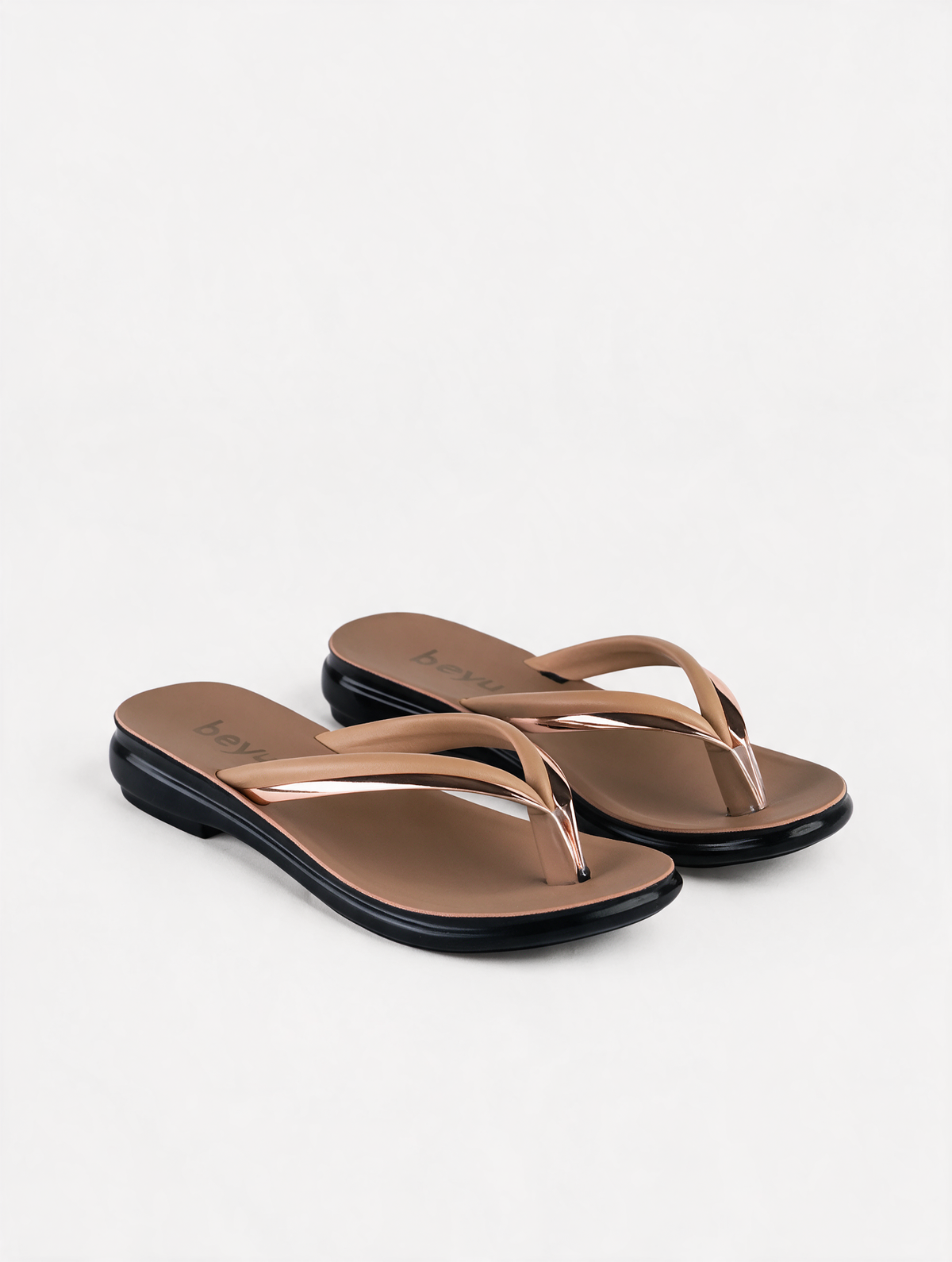 Sleek Strap Flats - Beige