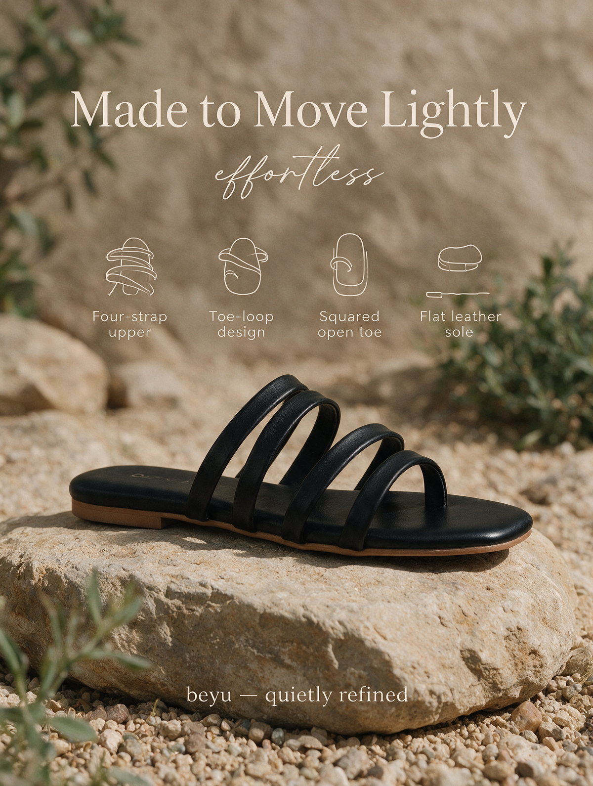 Multi Strap Flats - Black