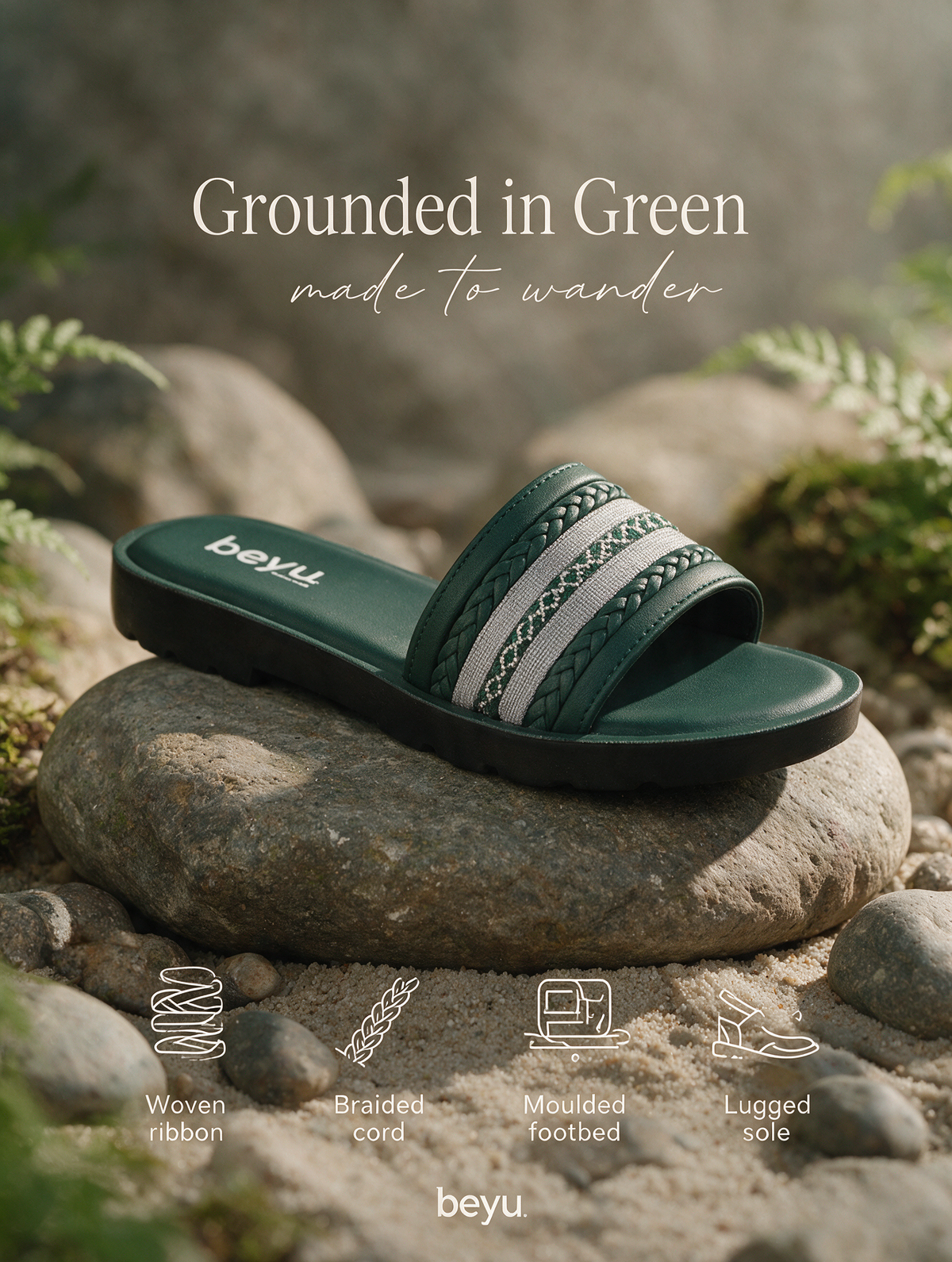 Statement Strap Slides - Green
