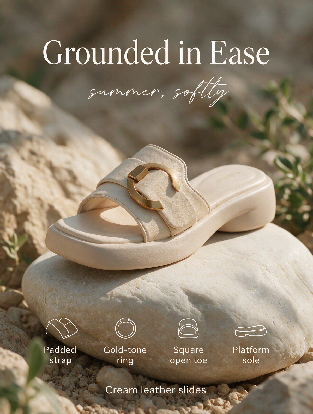 Buckle Strap Slides - Fawn