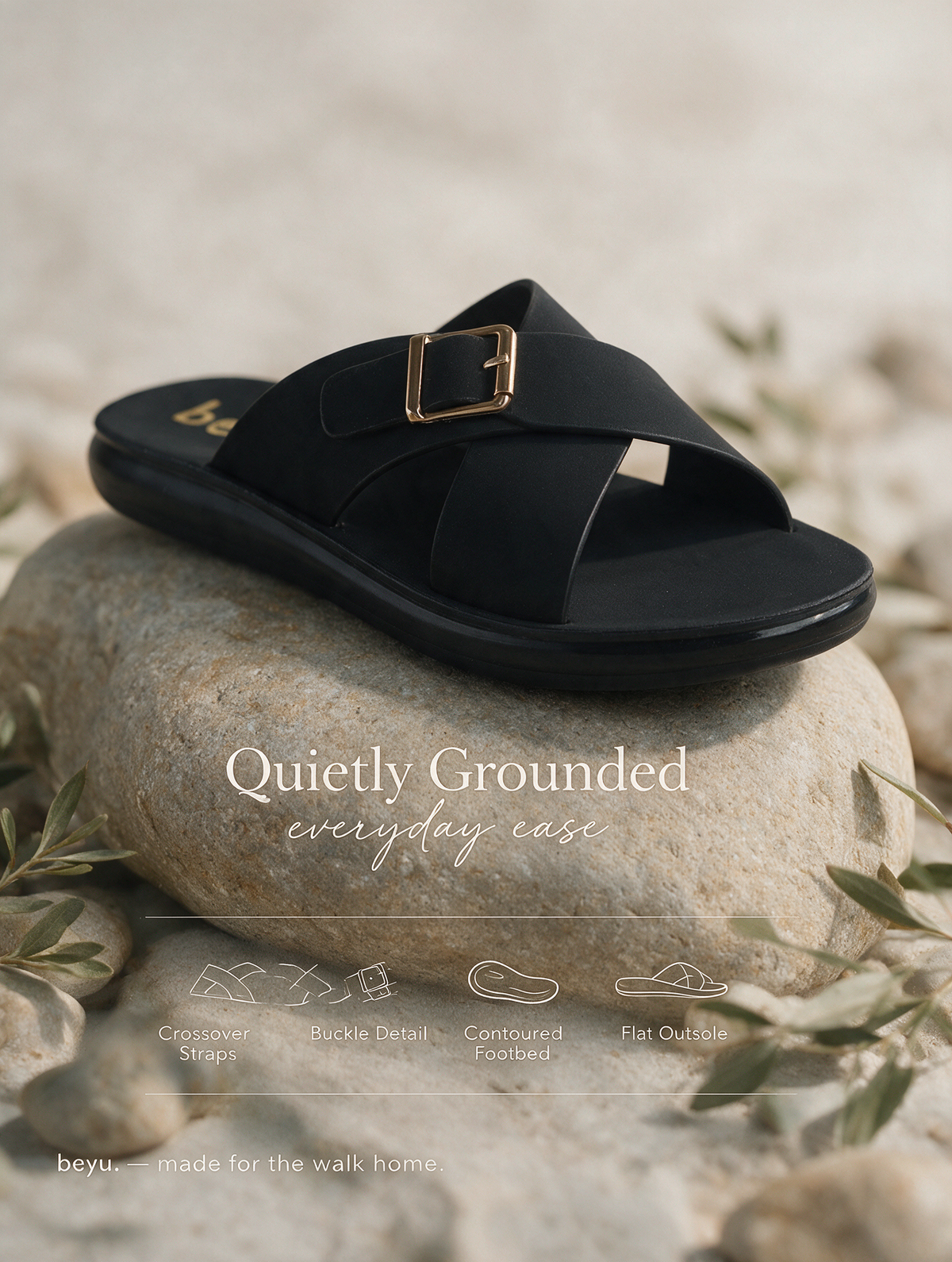 Women Cross Buckle Slides