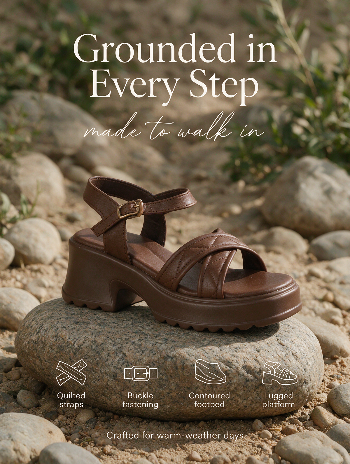 Cross Strap Platform Sandals