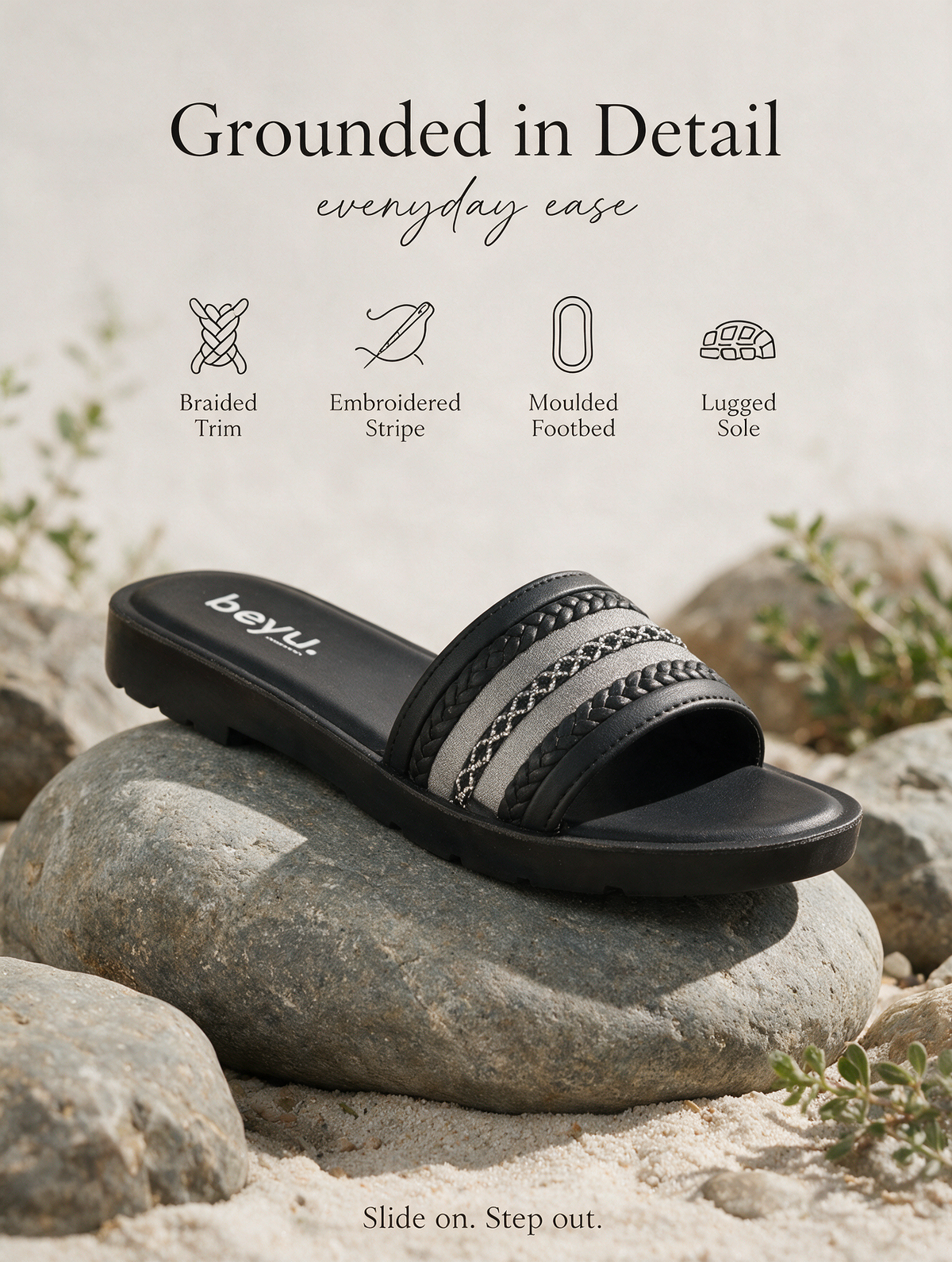Statement Strap Slides - Black