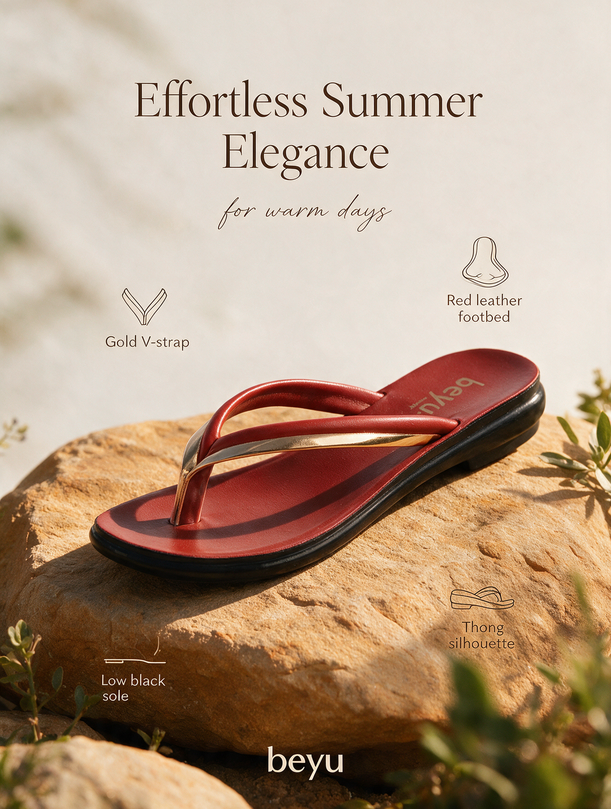 Sleek Strap Flats - Maroon