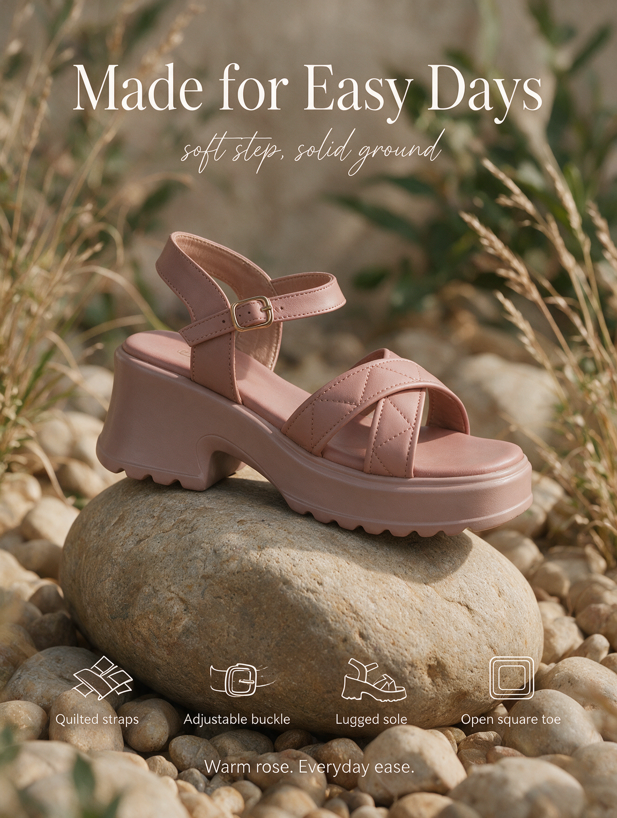 Cross Strap Platform Sandals