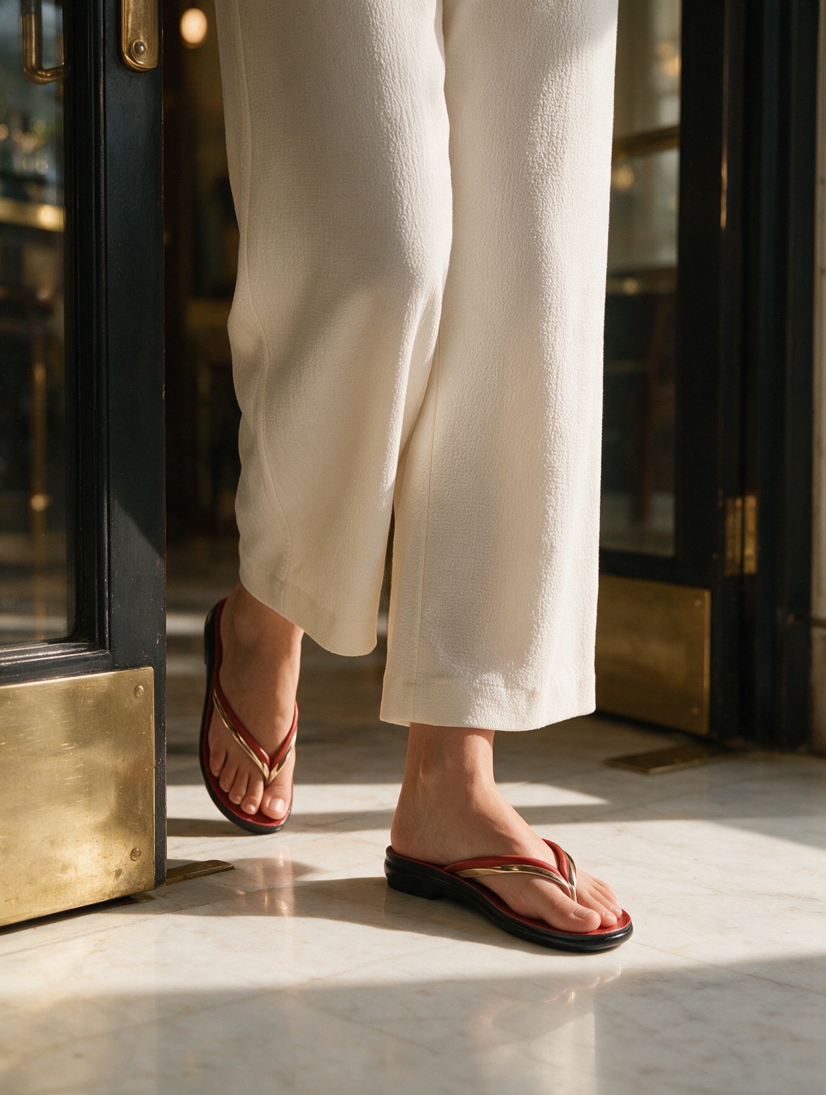 Sleek Strap Flats - Maroon